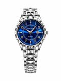 Luxury Men's Blue Dial Quartz Watch – Silver Stainless Steel Bracelet Watch